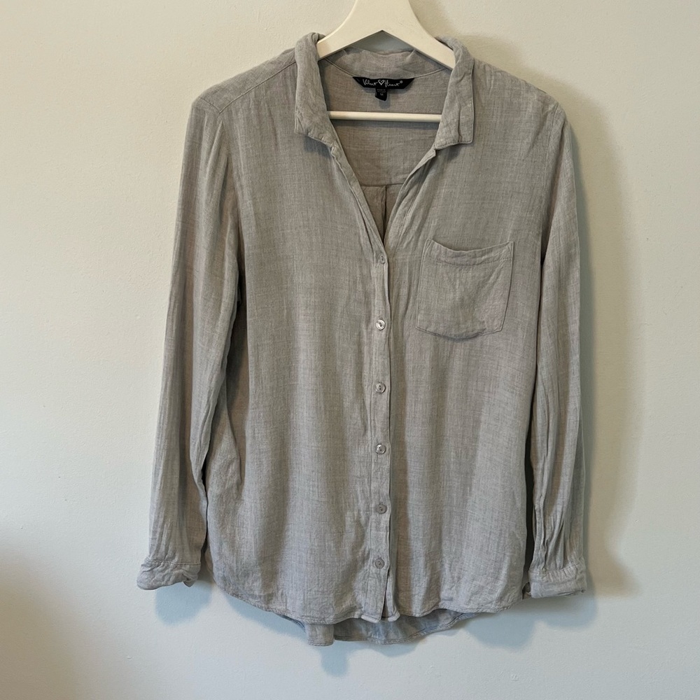 Velvet Heart Grey Button Up Blouse